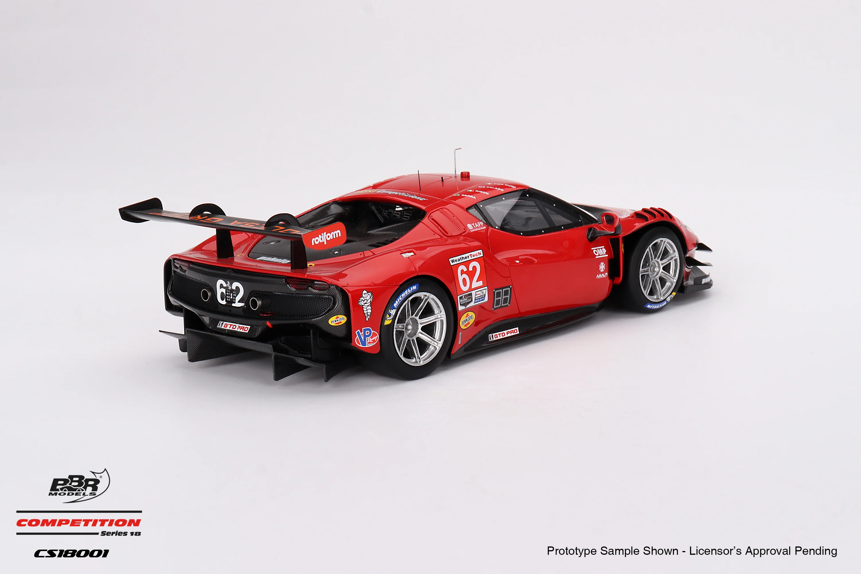BBR Ferrari 296 GT3 Risi Competizione #62 2023 IMSA Daytona 24 Hrs Red 1:18 - Image 3
