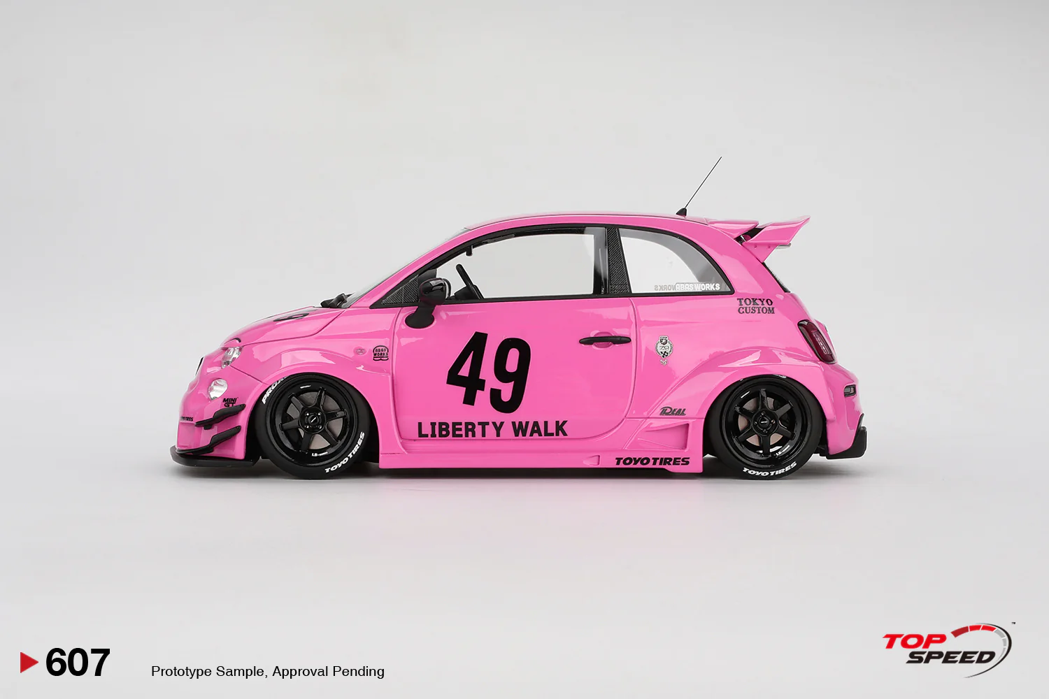 Topspeed Fiat Abarth 595 LB-Works x Abas Works Pink 1:18 - Image 3
