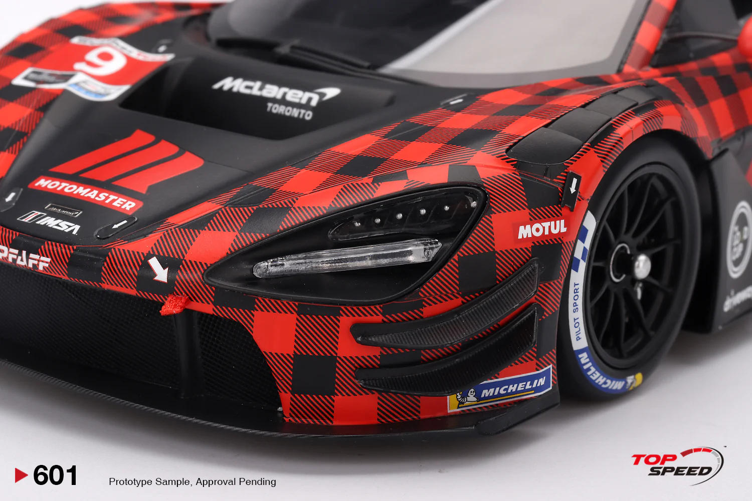 Topspeed Mclaren 720S GT3 EVO #9 Pfaff Motorsport Plaid 2024 IMSA Chevrolet Grand Prix Red 1:18 - Image 4