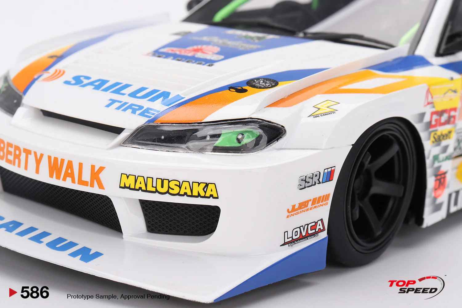 Topspeed Nissan LB-Super Silhouette S15 Silvia #555 2023 Formula Drift Japan White 1:18 - Image 4