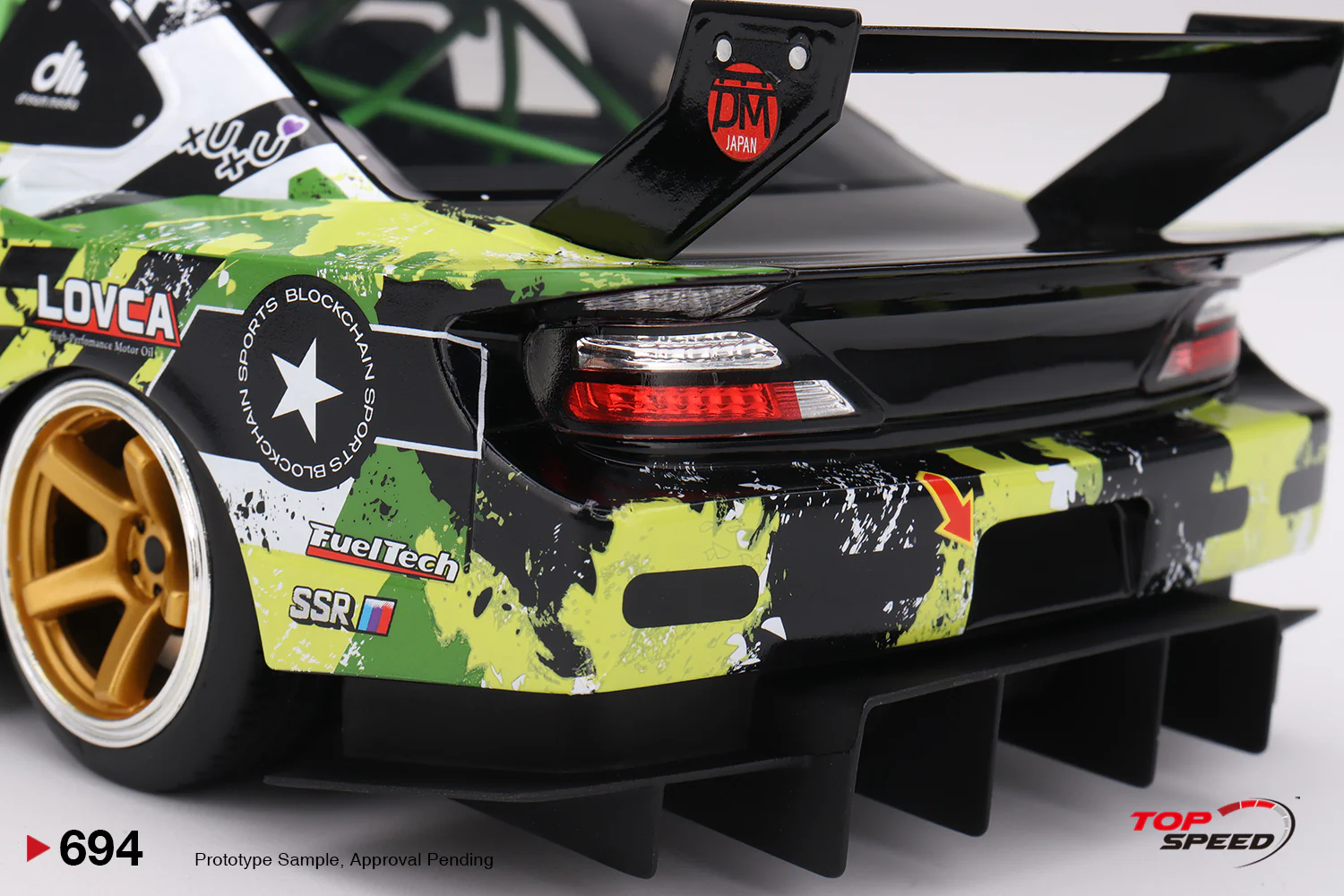 Topspeed Nissan LB-Super Silhouette S15 Silvia #555 V2 2024 Formula Drift Japan Green 1:18 - Image 6
