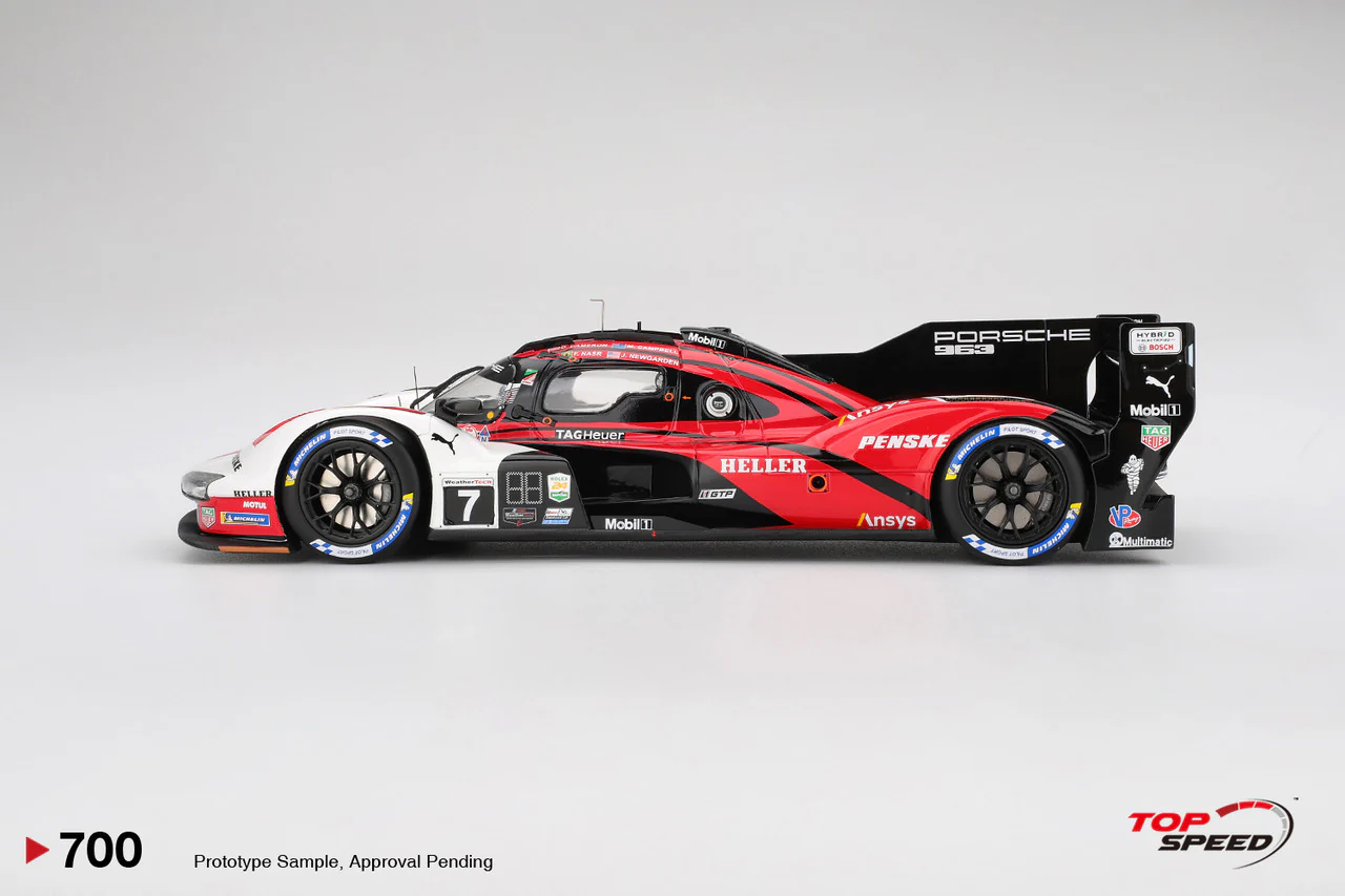Topspeed Porsche 963 #7 Penske Motorsport IMSA 2024 Daytona 24Hrs Winner Red 1:18 - Image 3